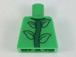 Torso Plant Costume Shirt with Leaves on Green Stem Pattern / Bright Green
