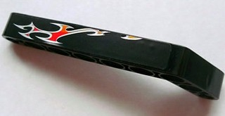 Lego Technic, Liftarm, Modified Bent Thick 1 x 9 (7 - 3) with Flames Pattern Model Right (Sticker) - Set 8646