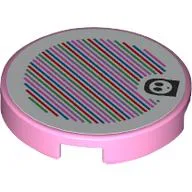 Tile Round 2 x 2 with Shy Guy and Barcode Print (Sticker) / Bright Pink