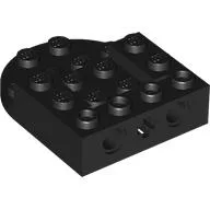 Brick 4 x 5 with Rounded End, Axle, Pin Holes, 2 x 2 Recessed Center / Black