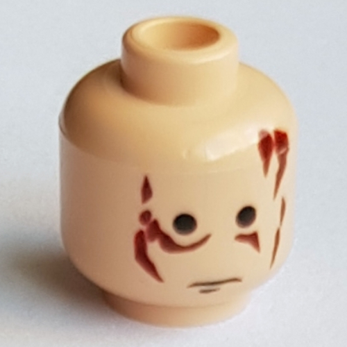 Lego Minifig Head Anakin Skywalker, Scars Red Left & Right, No Eyebrows Print / Light Nougat