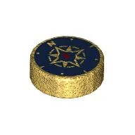 Tile Round 1 x 1 with Compass Print
