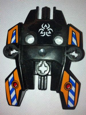 Lego Hero Factory Shield, Type 1 with Rotor and Blue and White Danger Stripes on Orange Background Pattern (Stickers) - Set 7162