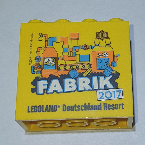 Lego Brick 2 x 4 x 3 with 'LEGOLAND Deutschland Resort Fabrik 2017' Print / Yellow
