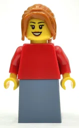Woman, Red Torso, Sand Blue Skirt