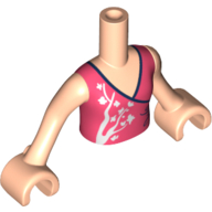 Lego Minidoll Torso Girl, Coral Top, White Tree, Dark Purple Trim / Light Nougat