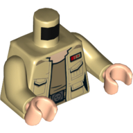 Lego Torso Jacket with Pockets over Dark Tan Undershirt Print, Tan Arms, Light Nougat Hands / Tan