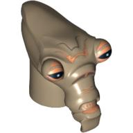 Lego Minifig Head Special, Geonosian with Black Eyes Print / Dark Tan