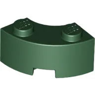 Brick Round Corner 2 x 2 Macaroni with Stud Notch and Reinforced Underside [New Style] / Dark Green