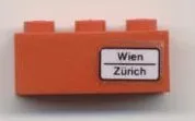 Brick 1 x 3 with 'Wien - Zürich' Pattern on Right Side (Sticker) - Set 7745