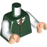 Torso, Jacket, White Shirt, Tan/Dark Red/Dark Green Tie Print, White Arms, Light Nougat Hands / Dark Green