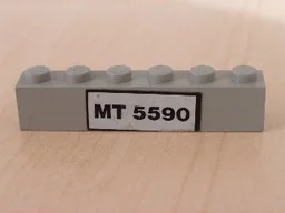 Brick 1 x 6 with Black 'MT 5590' Pattern (Sticker) - Set 5590