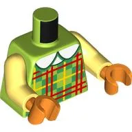 Torso, Green/Lime Plaid Shirt, Yellow/Red Stripes, White Collar print, Bright Light Yellow Arms, Reddish Orange Hands