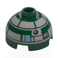 Brick Round 2 x 2 Dome Top, Vented Stud with Light Bluish Grey Astromech Droid Print