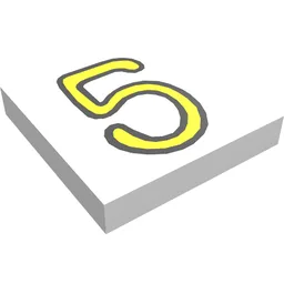 Tile 2 x 2 with Number 5 Fabuland Print / White
