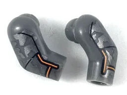 Arm, (Matching Left and Right) Pair with Dark Silver Camouflage and Orange Trim Pattern / Dark Bluish Gray