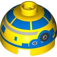 Brick Round 2 x 2 Dome Top, Vented Stud with Yellow and Blue Astromech Droid Print