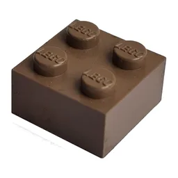 Modulex Brick 2 x 2 with LEGO on Studs / Modulex Brown