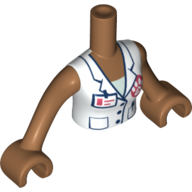 Lego Minidoll Torso Woman with White Veterinarian Jacket Print, Medium Nougat Arms with Hands / Medium Nougat