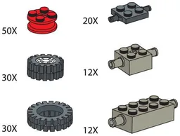 Wheels (Tires hubs axle plates and bricks)