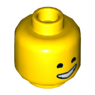 Lego Minifig Head Emmet, Open Mouth, Lopsided Grin, Closed Eyes / Closed Mouth, Tightly Closed Eyes. / Yellow