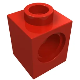 Technic Brick 1 x 1 with Pin Hole / Red