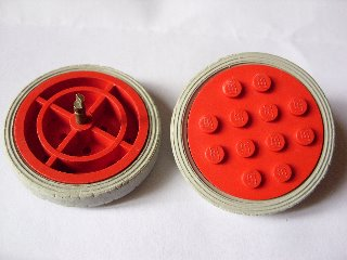Lego Wheel with 12 Studs and Metal Axle Cam for Motor with Light Gray Tire Smooth - Large Solid (715a / 36)