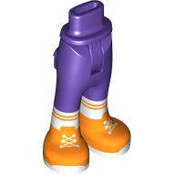 Lego Minidoll Hips and Trousers with Back Pockets with White Socks, Orange Shoes print / Dark Purple