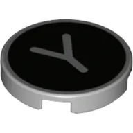 Tile Round 2 x 2 with 'Y' on Black Background Print