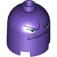 Lego Brick Round 2 x 2 x 1 2/3 Dome Top, Blocked Open Stud with Frowning Face and Angry Eyes Print