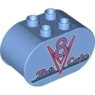 Duplo Brick 2 x 4 x 2 with Rounded Ends Flo's Cafe Logo Print / Medium Blue