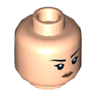 Lego Minifig Head Resistance Gunner Paige, Eyebrows, Orange Lips / Pilot Breathing Mask Print / Light Nougat