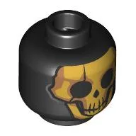 Minifig Head Oro, Gold Skull / Black