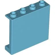 Panel 1 x 4 x 3 [Side Supports / Hollow Studs] / Medium Azure