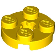 Plate Round 2 x 2 with Axle Hole Type 1 (+ Opening) / Yellow