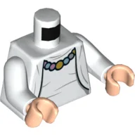 Torso, Jacket with Creased Undershirt and Necklace Print, White Arms, Light Nougat Hands