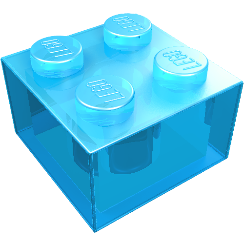 Lego Brick 2 x 2 / Trans-Light Blue