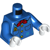 Lego Torso Shirt, Plaid with Yellow Button, Red Handkerchief, Wheat in Pocket print, Blue Arms, White Hands / Blue