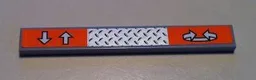 Tile 1 x 8 with Silver Tread Plate and White Arrows on Orange Background Pattern (Sticker) - Set 8292