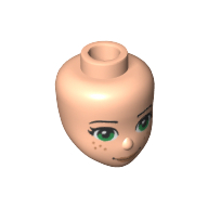 Lego Minidoll Head with Green Eyes, Freckles, Smile Print