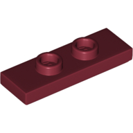 Lego Plate Special 1 x 3 with 2 Studs with Groove and Inside Stud Holder (Jumper) / Dark Red