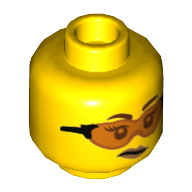 Lego Minifig Head Gracie Goodhart, Trans-Orange Glasses and Smirk / No Glasses and Smile Print / Yellow