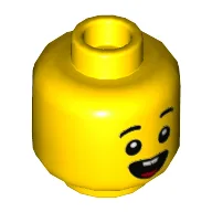 Minifig Head Boy, Eyebrows, Open Mouth Smile with Tongue / Surprised Print / Yellow