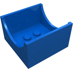 Box 4 x 4 x 2 Bottom with Semicircle Cut-out Ends / Blue