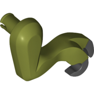 Lego Animal Body Part, Dinosaur, Tyrannosaurus Rex Arm / Leg, Right, Small, Black Claws Print / Olive Green