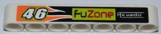 Lego Technic, Liftarm Thick 1 x 7 with Number 46, 'fuZone', 'Hevado' and Orange Flames Pattern (Sticker) - Set 8125