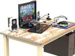 Screen, table, mouse, speaker