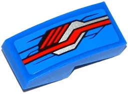 Slope, Curved 2 x 1 x 2/3 with Red, Silver and Black Stripes Pattern Model Left Side (Sticker) - Set 76028