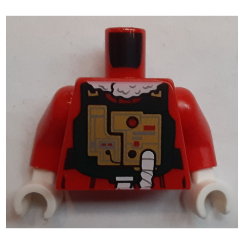 Lego Torso Flight Suit Print (Yuletide Squadron X-Wing Pilot), Red Arms, White Hands / Red