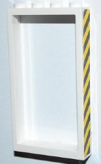 Lego Door, Frame 1 x 4 x 6 with 2 Holes on Top and Bottom with Black and Yellow Danger Stripes Pattern on Right Side (Sticker) - Set 3182